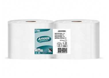 Papel secamanos amoos industrial 2 capas 32g/m2 paquete de 2 rollos