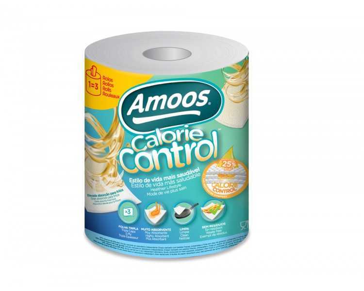 Papel de cocina amoos calorie control 3 capas 58g/m2 109 servicios rollo