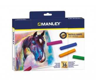 Lapices pastel manley suaves caja de 36 unidades colores surtidos