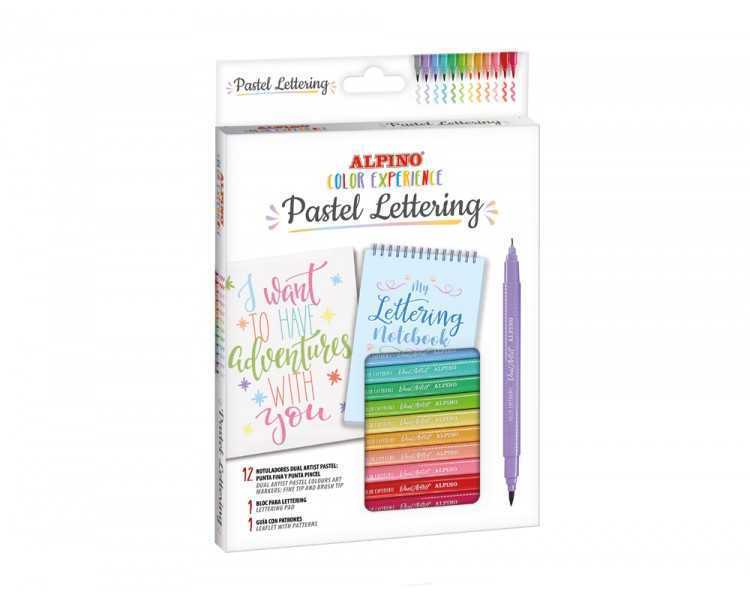 Rotulador alpino pastel lettering doble punta estuche de 12 unidades colores surtidos