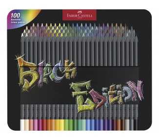 Lapices de colores faber castell black edition caja metalica de 100 unidades colores surtidos