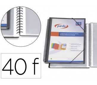 Carpeta pardo escaparate con espiral 40 fundas folio personalizable color negro