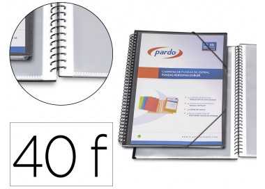 Carpeta pardo escaparate con espiral 40 fundas folio personalizable color negro