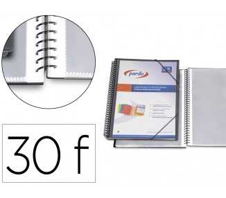 Carpeta pardo escaparate con espiral 30 fundas folio personalizable color negra