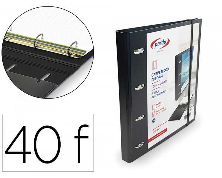 Carpeta con recambio pardo polipropileno foam personalizable 4 anillas 35 mm negro