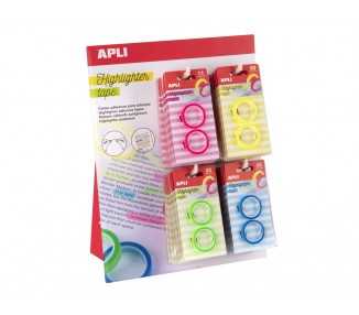 Cinta adhesiva apli neon para resaltar textos pack de 2 unidades colores surtidos