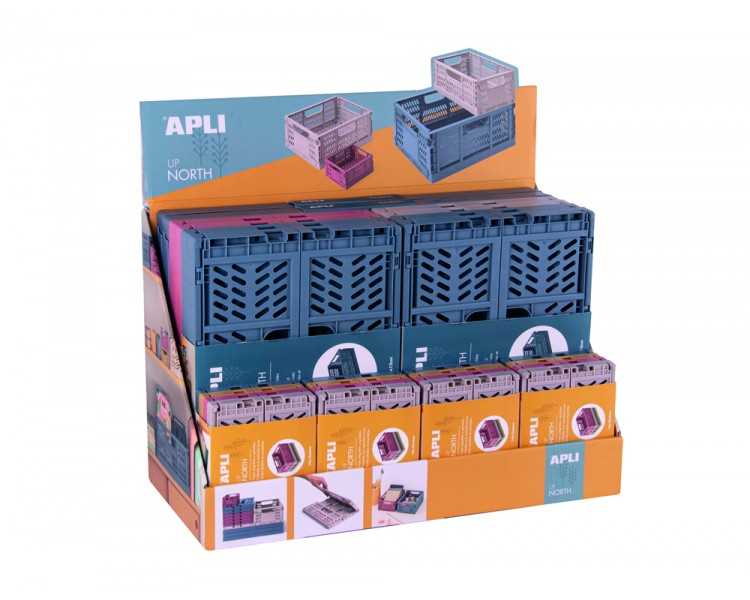 Caja almacenamiento apli plegable up north expositor de 26 unidades tamaños y colores surtidos