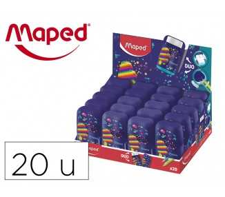 Sacapuntas maped plastico connect pixel party 2 usos con goma de borrar