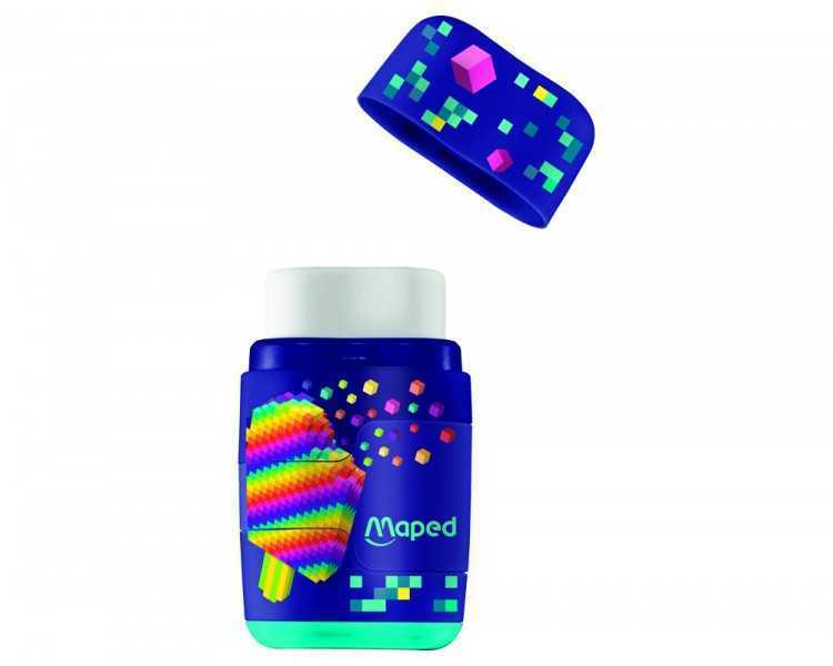 Sacapuntas maped plastico connect pixel party 2 usos con goma de borrar