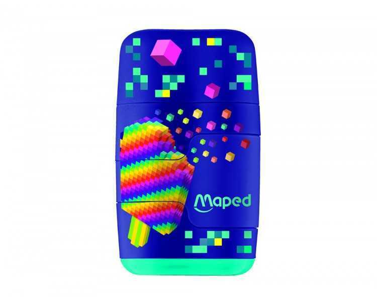 Sacapuntas maped plastico connect pixel party 2 usos con goma de borrar