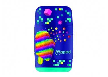 Sacapuntas maped plastico connect pixel party 2 usos con goma de borrar