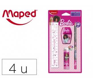 Mini set papeleria maped barbie 4 piezas