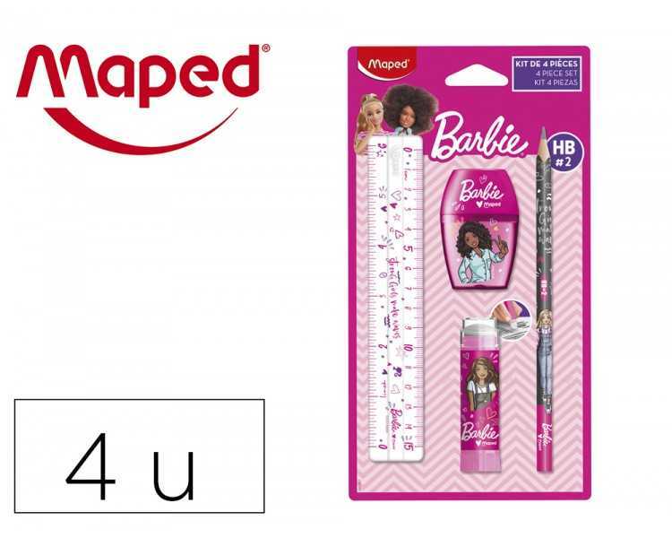Mini set papeleria maped barbie 4 piezas