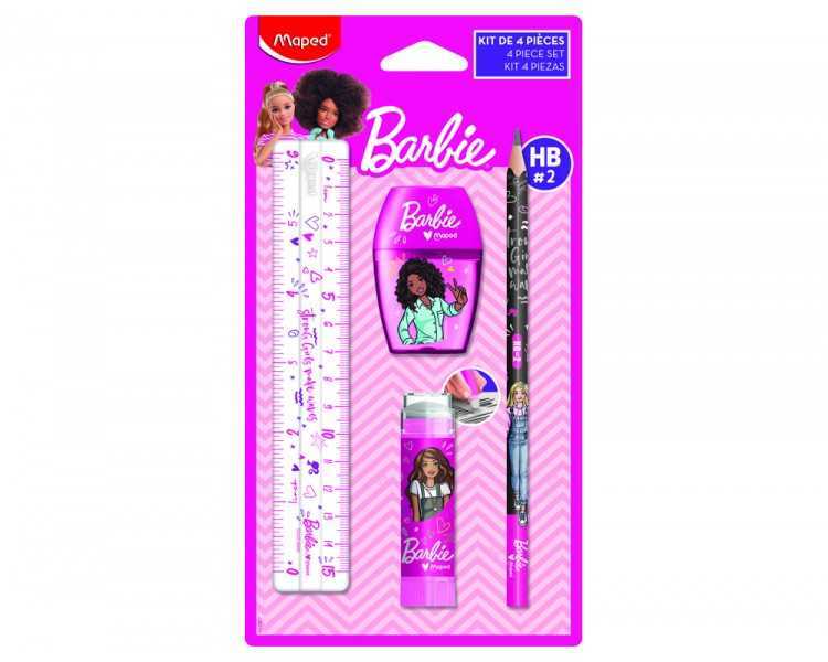 Mini set papeleria maped barbie 4 piezas