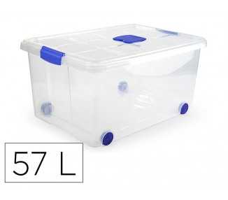 Contenedor plastico plasticforte n 5 transparente con tapa capacidad 57 l