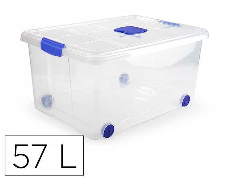 Contenedor plastico plasticforte n 5 transparente con tapa capacidad 57 l
