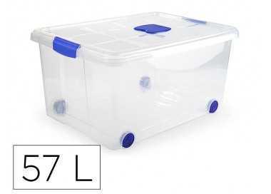 Contenedor plastico plasticforte n 5 transparente con tapa capacidad 57 l
