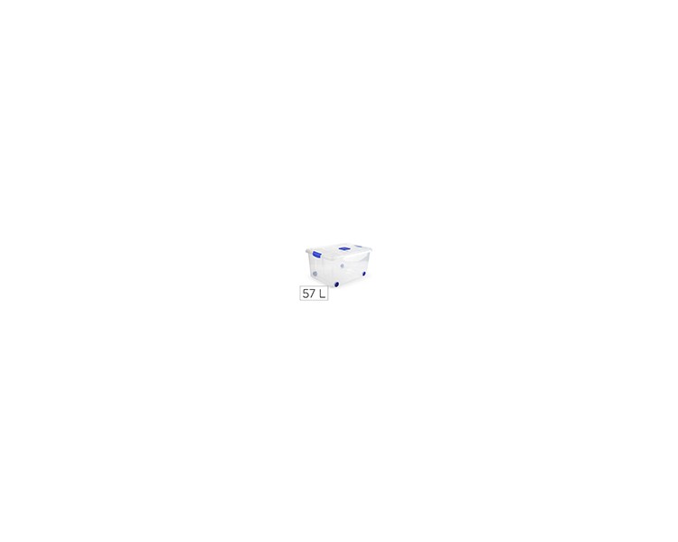 Contenedor plastico plasticforte n 5 transparente con tapa capacidad 57 l