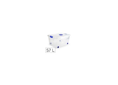 Contenedor plastico plasticforte n 5 transparente con tapa capacidad 57 l