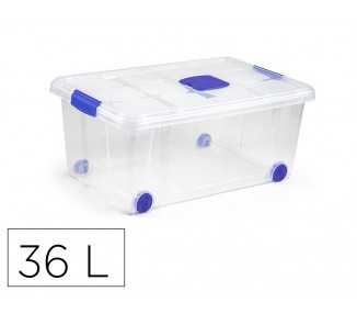 Contenedor plastico plasticforte n 3 transparente con tapa capacidad 36 l