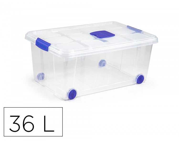 Contenedor plastico plasticforte n 3 transparente con tapa capacidad 36 l