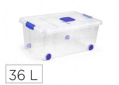 Contenedor plastico plasticforte n 3 transparente con tapa capacidad 36 l