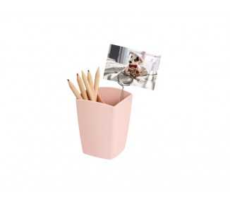 Cubilete portalapices cep mineral plastico color rosa 75x75x95 mm