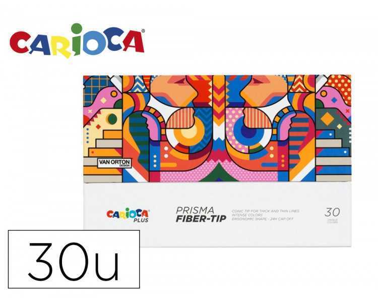 Rotulador carioca plus prisma fiber-tip de punta de fibra caja premium de 30 unidades colores surtidos