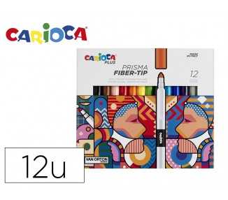 Rotulador carioca plus prisma fiber-tip de punta de fibra caja de 12 unidades colores surtidos