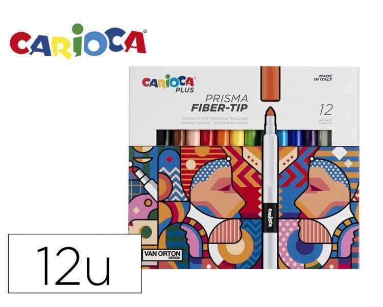 Rotulador carioca plus prisma fiber-tip de punta de fibra caja de 12 unidades colores surtidos