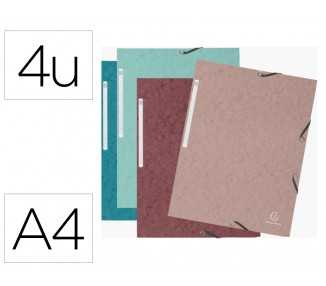 Carpeta exacompta skandi gomas carton tres solapas din a4 lote de 4 unidades colores surtidos