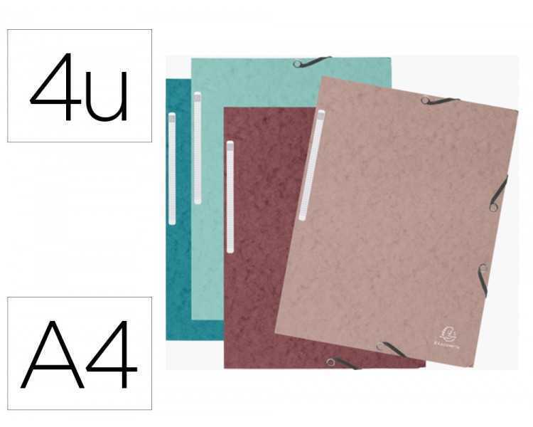 Carpeta exacompta skandi gomas carton tres solapas din a4 lote de 4 unidades colores surtidos