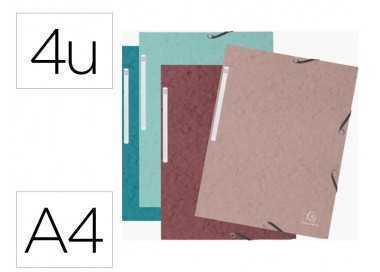 Carpeta exacompta skandi gomas carton tres solapas din a4 lote de 4 unidades colores surtidos