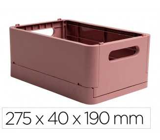 Caja multiusos exacompta smart case din a5+ plastico reciclado plegable color rosa viejo 275x40x190 mm