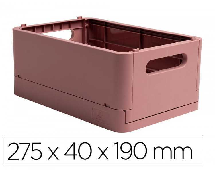 Caja multiusos exacompta smart case din a5+ plastico reciclado plegable color rosa viejo 275x40x190 mm