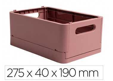 Caja multiusos exacompta smart case din a5+ plastico reciclado plegable color rosa viejo 275x40x190 mm