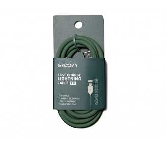 Cable groovy usb 2.0 tipo c a tipo c longitud 1 mt silicona color verde salvia