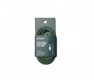Cable groovy usb 2.0 a usb c apple lightning longitud 1 mt silicona color verde salvia