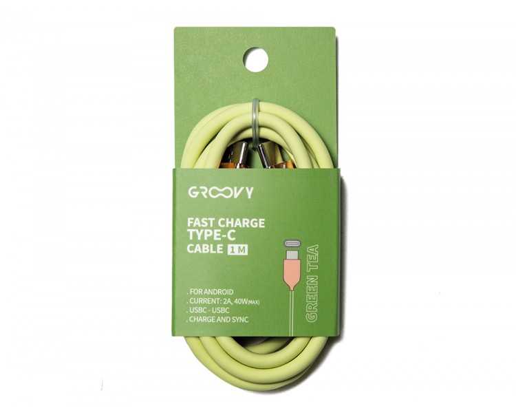 Cable groovy usb 2.0 a usb c apple lightning longitud 1 mt silicona color verde te