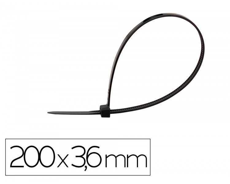 Brida q-connect color negro 200x3,6 mm bolsa de 100 unidades