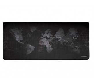 Alfombrilla para raton q-connect xxl negra con diseño mapa del mundo 900x400 mm