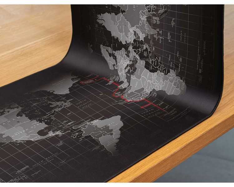 Alfombrilla para raton q-connect xxl negra con diseño mapa del mundo 900x400 mm