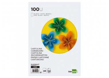 Cartulina liderpapel a4 240g/m2 blanco paquete de 100 hojas Cartulina liderpapel a4 240g/m2 blanco paquete de 100 hojas