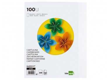 Cartulina liderpapel a4 240g/m2 blanco paquete de 100 hojas Cartulina liderpapel a4 240g/m2 blanco paquete de 100 hojas