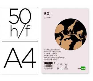 Papel kraft liderpapel a4 180g/m2 paquete de 50 hojas
