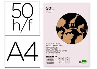 Papel kraft liderpapel a4 180g/m2 paquete de 50 hojas