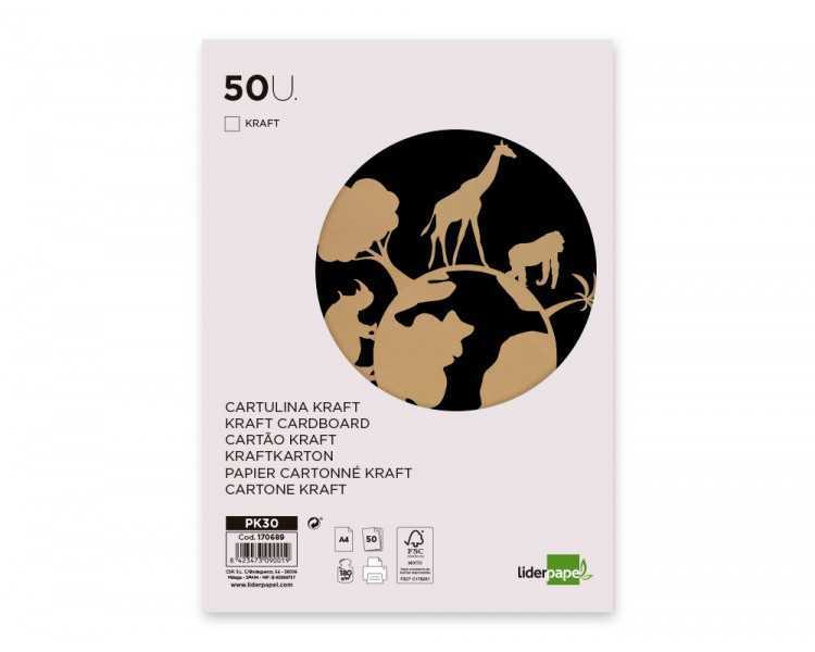 Papel kraft liderpapel a4 180g/m2 paquete de 50 hojas