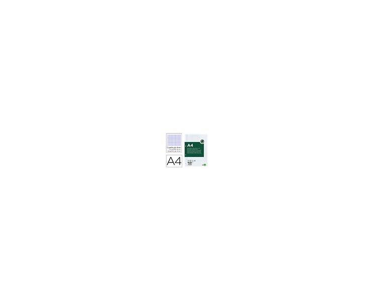 Recambio liderpapel a4 100 hojas papel reciclado 100% 80g/m2 cuadro 4mm con margen 4 taladros