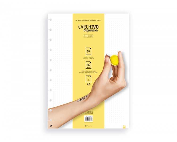 Recambio cuaderno carchivo ingeniox a4 50 hojas dots