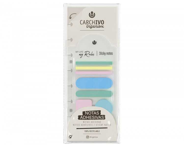 Bloc de notas adhesivas carchivo ingeniox irregular colores pastel
